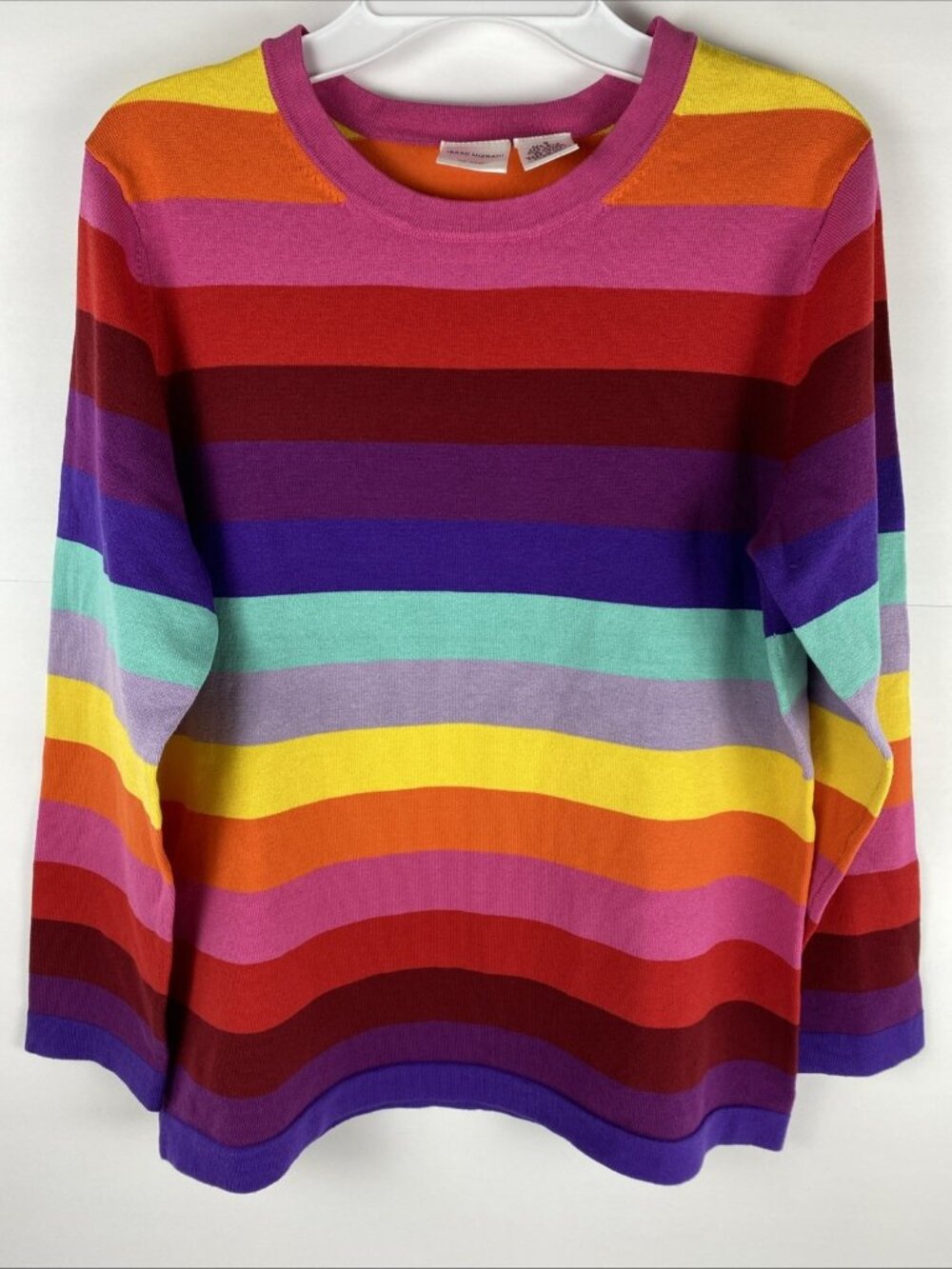 VTG Y2K Issac Mizrahi Target Rainbow Silk Cotton Striped Long Sleeve Top Size M